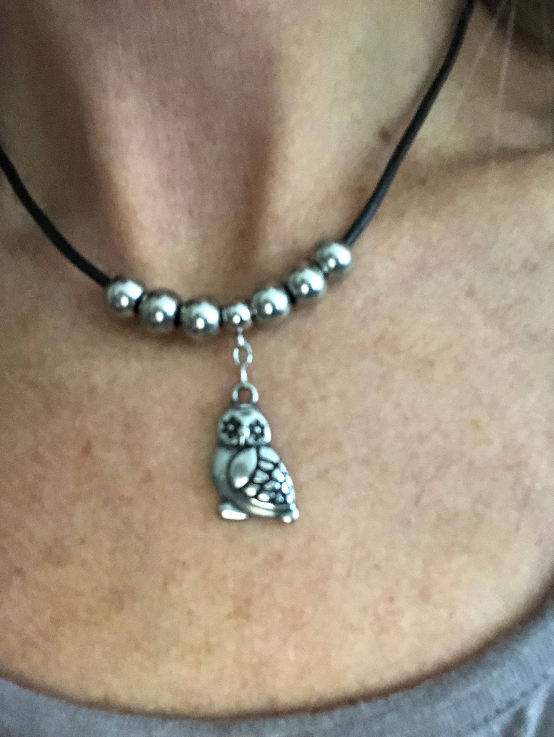 Eulen Anhänger Halskette, Silber Eule Leder Liebhaber Geschenk, Tier Eule, Geschenk Für Sie, Schmuck Eulen Anhänger Halskette, Silber Eule Leder Liebhaber Geschenk, Tier Eule, Geschenk Für Sie, Schmuck von LeatherRiot