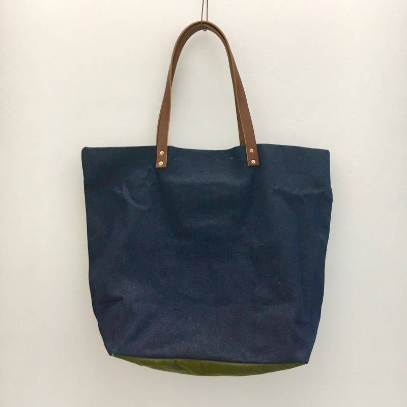 Indigo Jeans-Tasche Mit Vintage Armee Stoff von LeatherandBitsStore