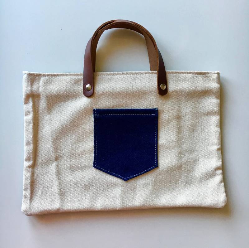 Kinder Lektion Tasche -01 Hell Leinwand Und Indigo Denim von LeatherandBitsStore