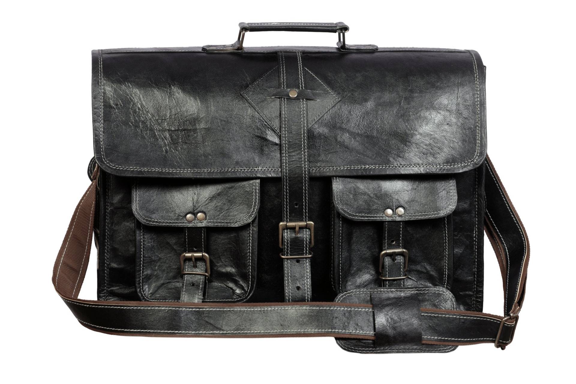 Schwarze Leder-Umhängetasche, Echtleder-Laptop-Tasche, Leder-Umhängetasche Für Männer Und Frauen von LeathercreativeArt