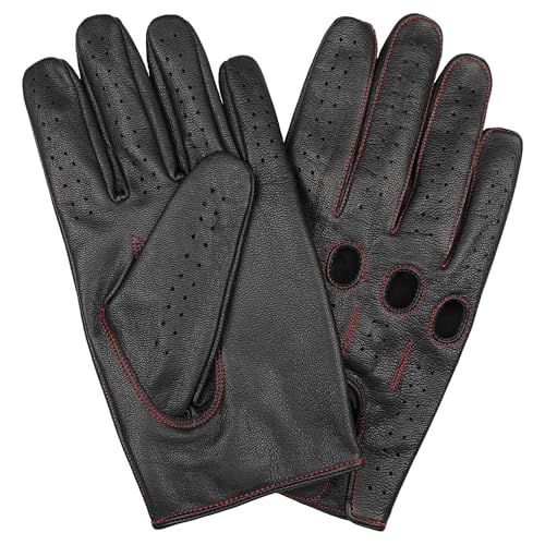 Leatherick Autofahrer Handschuhe Herren – Weiche, Perforierte Fahrhandschuhe mit atmenden Fingerknöchel Löchern, ideal für Outdoor und Reisen - XL von Leatherick