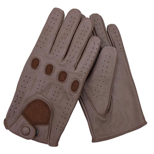 Leatherick Autofahrer Handschuhe Herren – Weiche, Perforierte Fahrhandschuhe mit atmenden Fingerknöchel Löchern, ideal für Outdoor und Reisen von Leatherick