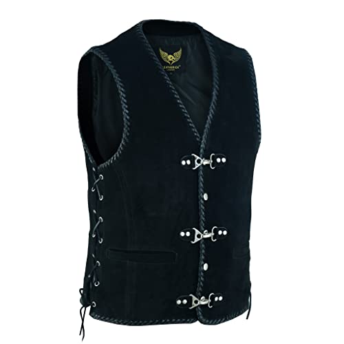 Leatherick Herren Lederweste Hand Naked geflochten AngelhakenLederweste Leder Kutte (as3, alpha, l, regular, regular, L) von Leatherick