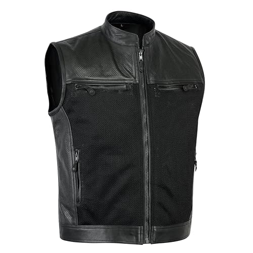 Leatherick Herren perforiert stil dauerhaft Real Leder weste schwarz - M von Leatherick