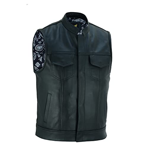 Leatherick SOA Schwarze Lederweste für Herren mit weicher Butter-Haptik, schwarz, X-Large von Leatherick