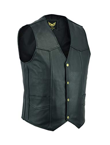 Leatherick Herren klassische Rindslederweste für Biker und Motorradfahrer, Mode und Freizeit schwarz - 3XL von Leatherick