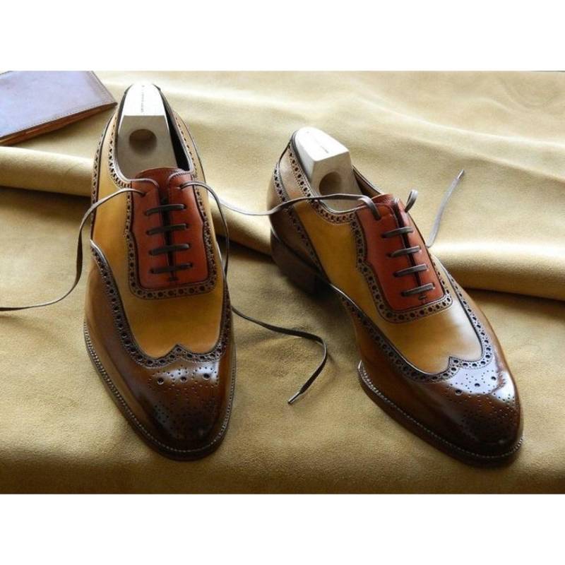 Neue Herrenmode Maßgeschneiderte Premium Leder Multi Color Oxford Wingtip Style Schnürschuh von LeathersCity