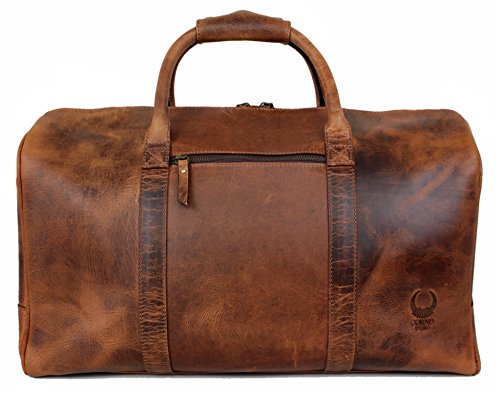 Corno d´Oro Premium Reisetasche Herren Leder Groß 35L I Handgefertigter Weekender Damen mit breitem Schultergurt I Handgepäck Tasche für Flugzeug braun von Corno d´Oro