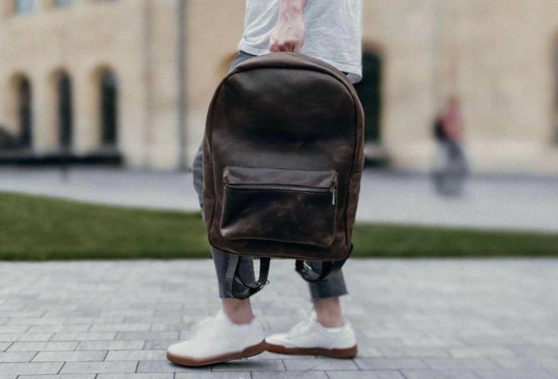 Brauner Leder Rucksack Handgemachte Laptop Tasche, Personalisiert von LeatheryCo