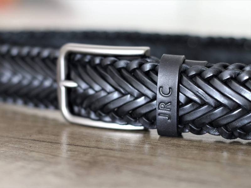 Personalisierter Geflochtener Gürtel, Benutzerdefinierter Leder-Handgeflecht-Jeansgürtel, Hochzeitsgeschenke Für Den Bräutigam Personalisiertes von Leathings