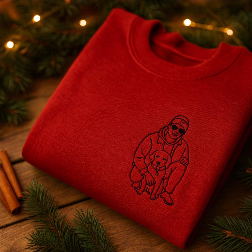 Personalisiertes Weihnachtsgeschenk Hoodie Mit Line-Art Foto Stickerei, Partner Shirt, Vatertag Sweatshirt, Hochzeitsgeschenk Geschenk Idee Personalisiertes Weihnachtsgeschenk Hoodie Mit Line-Art Foto Stickerei, Partner Shirt, Vatertag Sweatshirt, Hochzeitsgeschenk Geschenk Idee von LeatisBaby