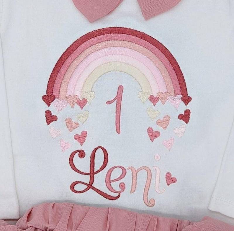 Regenbogen Geburtstagsbody Geburtstagsshirt Personalisiert 1 2 3 4 5 , Oberteil Geburtstagsoutfit Erster Jahr | Kinder Geschenk Tshirt L von LeatisBaby