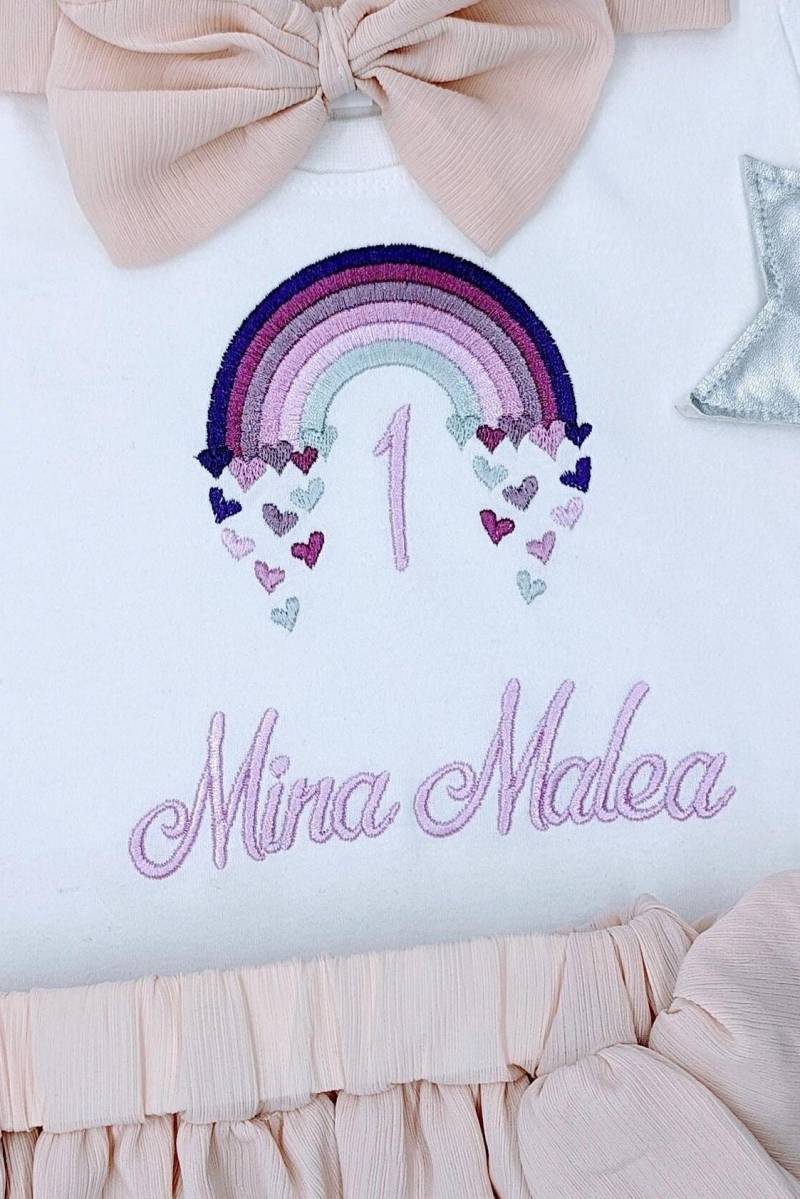 Regenbogen Geburtstagsshirt Personalisiert 1 2 3 4 5 , Geburtstagsoutfit Erster Jahr | Kinder Geschenk Tshirt L Oberteil Mädchen Baby Body von LeatisBaby