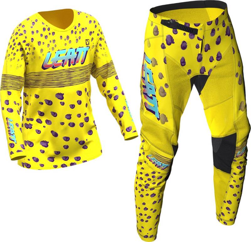 Leatt Motocross-Shirt 3.5 Ride Kit Cheetah 2025 Mini/Junior Motocross Jersey und Hose Set Atmungsaktiv von Leatt