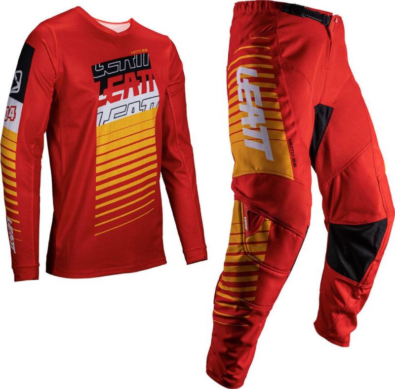 Leatt Motocross-Shirt 3.5 Ride Kit Stripes 2025 Motocross Jersey und Hose Set Atmungsaktiv von Leatt