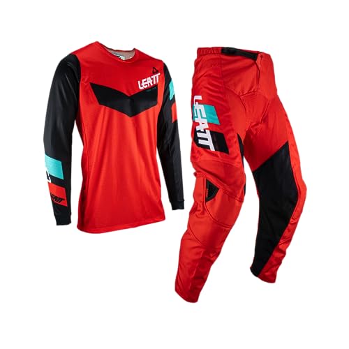 Leatt Unisex 3.5 Ride 2023 Mot Trikots und Hosen Motocross Set, rot/schwarz, X-Large von Leatt