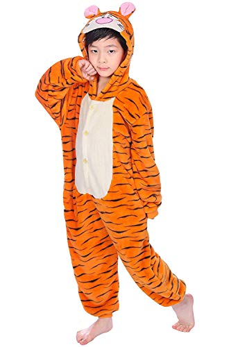 LeaveLive Kinder Tier Onesies Halloween Cosplay Kostüm Pyjamas(KidsTiger-105) von LeaveLive