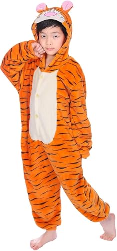 LeaveLive Kinder Tier Onesies Halloween Cosplay Kostüm Pyjamas(KidsTiger-105) von LeaveLive