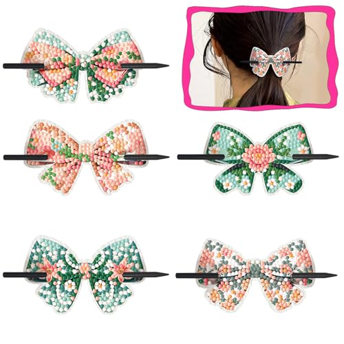 Lebartm 5Stück Haarnadeln für Frauen Elegante Haaraccessoires Diamantmalerei Leder Vintage Französische Haarnadel Handwerksbedarf für Hochsteckfrisuren Chignon-Dutt Twist-Frisuren-Rosette02 von Lebartm