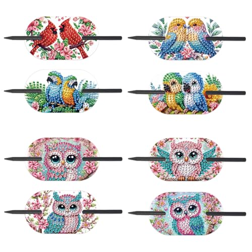 Lebartm 8Stück Haarnadeln für Frauen Elegante Haaraccessoires Diamantmalerei PET Vintage Französische Haarnadel Handwerksbedarf für Hochsteckfrisuren Chignon-Dutt Twist-Frisuren-== von Lebartm
