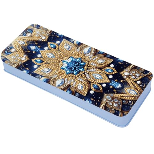 Lebartm Diamant Kunst Malerei Bleistift Fall Deckel Multi-Grid Bleistift Schreibwaren Box Federmäppchen 8.1x3.5 in Büroartikel Aufbewahrungsbox für Stifte Marker Malpinsel-Mandala von Lebartm