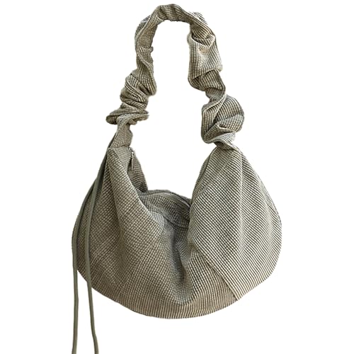 Lebartm Umhängetasche Damen Crossbody Kord Schultertasch Tote Bag Tasche mit Reißverschluss Wasserdicht Shopper für Täglich Arbeiten Freizeit-Grün von Lebartm