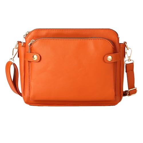 Lebartm Umhängetasche Damen Crossbody PU Schultertasch Tasche mit Reißverschluss Wasserdicht 3-lagige Crossbody Handtaschen Shopper für Täglich Arbeiten Freizeit-Farbe Schokolade von Lebartm