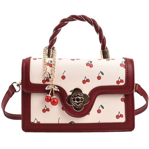 Lebartm Umhängetasche Damen Kleine Griff handtasche PU quadratische Tasche Abendtasche für Hochzeit Party Freizeit Prom-Rot von Lebartm