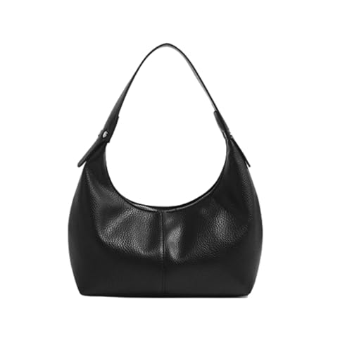 Lebartm Umhängetasche Damen Knödelbeutel PU Schultertasch Tote Bag Tasche mit Reißverschluss Wasserdicht Shopper für Täglich Arbeiten Freizeit Tasche-Schwarz02 von Lebartm