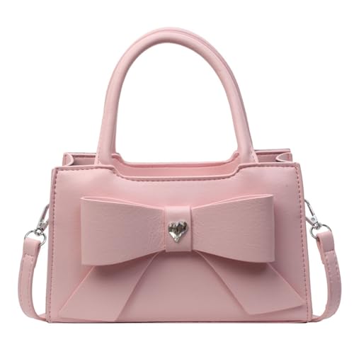 Lebartm Umhängetasche Damen mit Schleife Kleine Griff handtasche PU quadratische Tasche Abendtasche für Hochzeit Party Freizeit Prom-Braun von Lebartm
