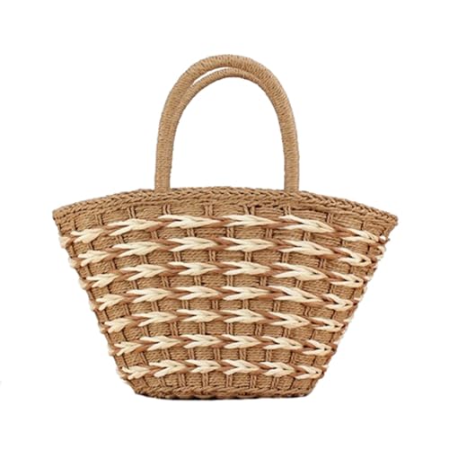 Lebartm Umhängetasche Stroh Damen Korbtaschen Grosse Kapazität Tasche Handtasche handgemachte Schultertasche Böhmische Strandtasche Sommer Reisen Strand-Beige03 von Lebartm