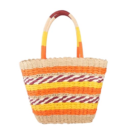 Lebartm Umhängetasche Stroh Damen Korbtaschen Grosse Kapazität Tasche Handtasche handgemachte Schultertasche Böhmische Strandtasche Sommer Reisen Strand-Orange von Lebartm