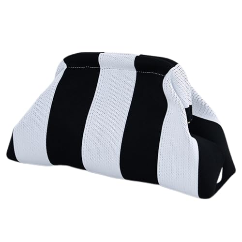Lebartm Unterarmtasche Clutch Geldbörsen Gewebte Häkelhandtaschen Knödel handgemachte Colorblock Clip Tasche für Damen Sommer Reise Strand Tasche-Weiß & Schwarz gestreift von Lebartm