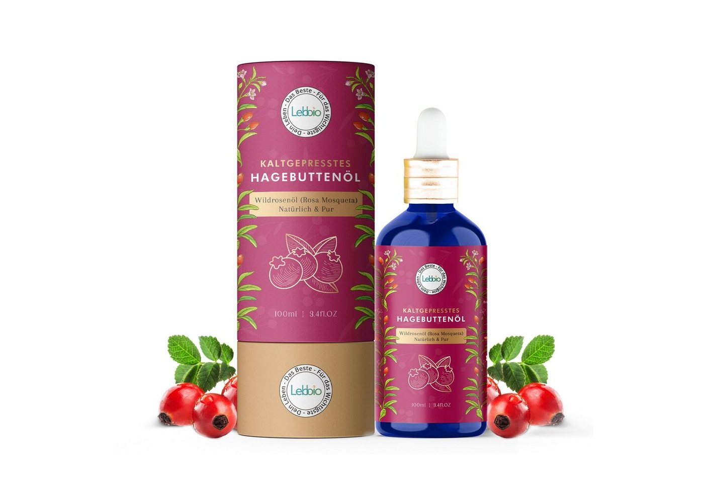 Lebbio Körperöl Lebbio Hagebuttenöl – 100% Pur und natürlich, 100 ml Inhalt Lebbio Körperöl Lebbio Hagebuttenöl – 100% Pur und natürlich, 100 ml Inhalt von Lebbio