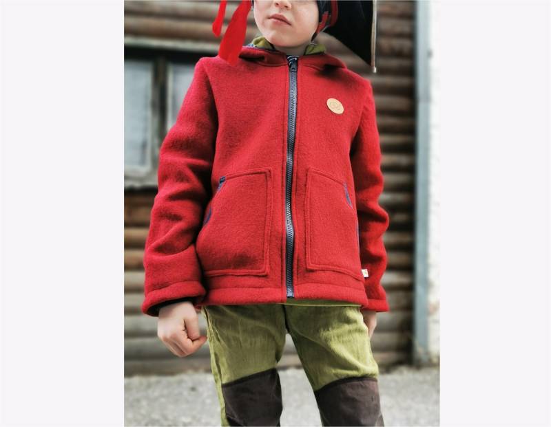 Walkjacke Kinder, Rot Mit Taschen Und Kapuze - Anouk von LebeKind
