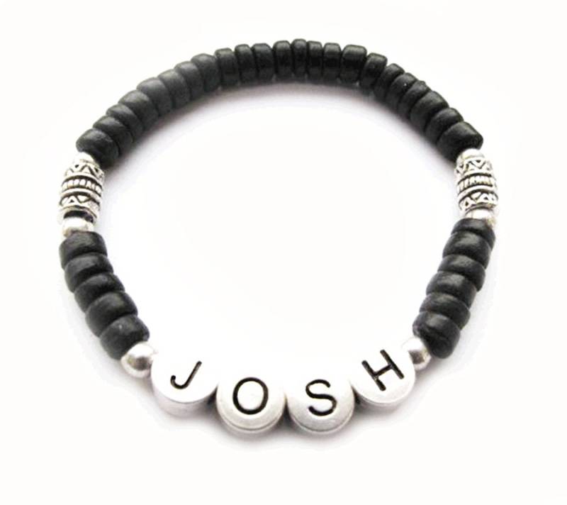Jungen Perlen Namen Armband - Josh Design Surfer Stil von Lebeaubeads