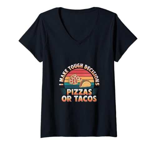 Damen I Make Tough Decisions Pizzas Or Tacos Verlangen - T-Shirt mit V-Ausschnitt Damen I Make Tough Decisions Pizzas Or Tacos Verlangen - T-Shirt mit V-Ausschnitt von Lebensentscheidungen für Feinschmecker