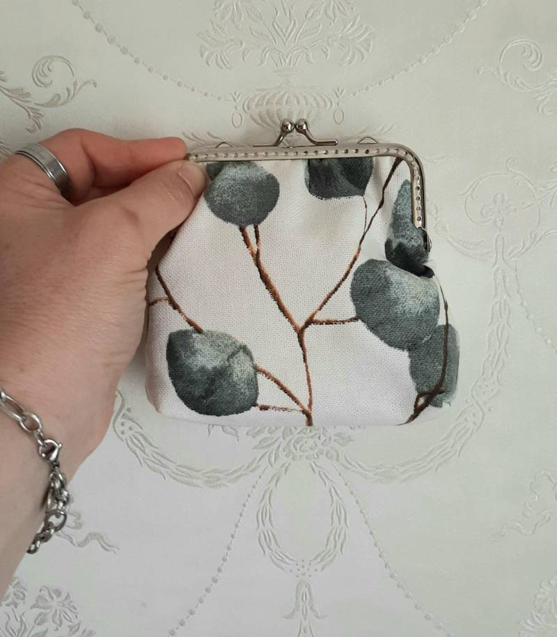 Genähte Clipbörse - Kleines Portmonnaie Eukalyptus Etui Münztasche Geschenk Für Damen/Mädchen von LebenslustHandmade