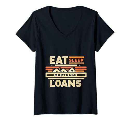 Damen Eat Sleep Mortgage Loans Makler -Immobilienroutine |- T-Shirt mit V-Ausschnitt Damen Eat Sleep Mortgage Loans Makler -Immobilienroutine |- T-Shirt mit V-Ausschnitt von Lebensmaklerleben für Heimwerker
