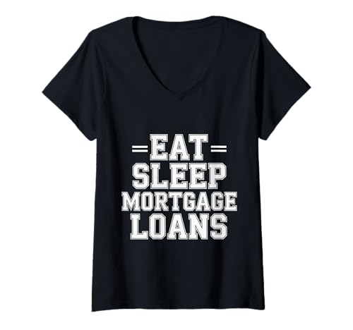 Damen Eat Sleep Mortgage Loans Makler -Immobilienroutine - T-Shirt mit V-Ausschnitt Damen Eat Sleep Mortgage Loans Makler -Immobilienroutine - T-Shirt mit V-Ausschnitt von Lebensmaklerleben für Heimwerker