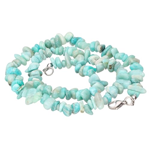 Lebensquelle Plus Edelstein Splitterkette mit Verschluss | 45 cm lang + Krabinerverschluss | Heilstein Splitter Halskette | Handgefertigt und natürlich hergestellt (Amazonit) von Lebensquelle Plus