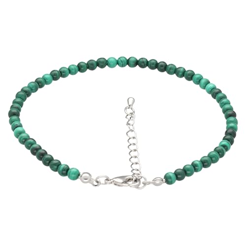 Lebensquelle Plus Fußkettchen mit Edelsteinen | 4 mm Ø | 25 cm + 5 cm verstellbar | Edelsteinschmuck (Malachit) von Lebensquelle Plus