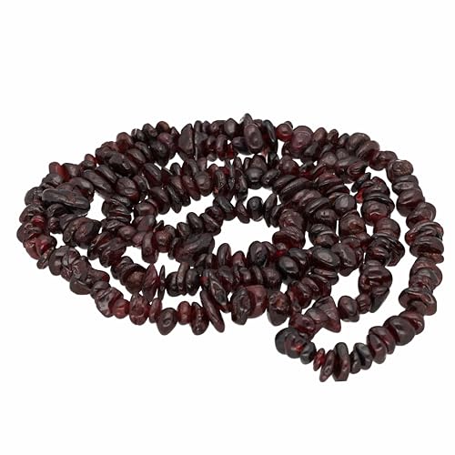 Lebensquelle Plus Splitterkette | Endlos ohne Verschluss | 80-90 cm lang | Edelstein Splitter Kette (Granat) von Lebensquelle Plus