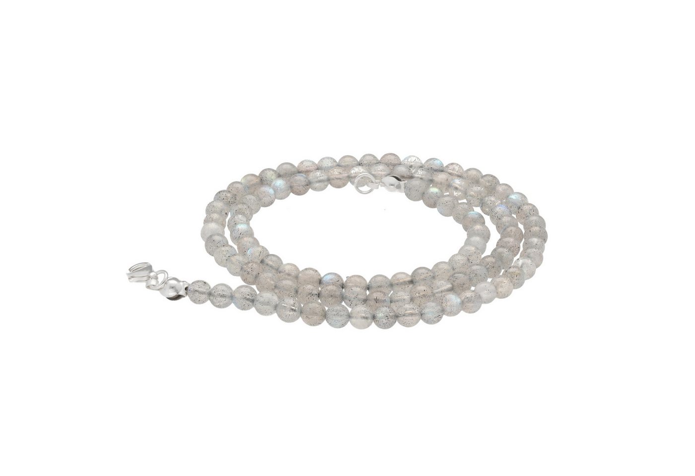 Lebensquelle Plus Kette ohne Anhänger Edelstein Kugelkette + 925 Silber Verschluss, Ø 4mm Kugeln 45cm lang von Lebensquelle Plus
