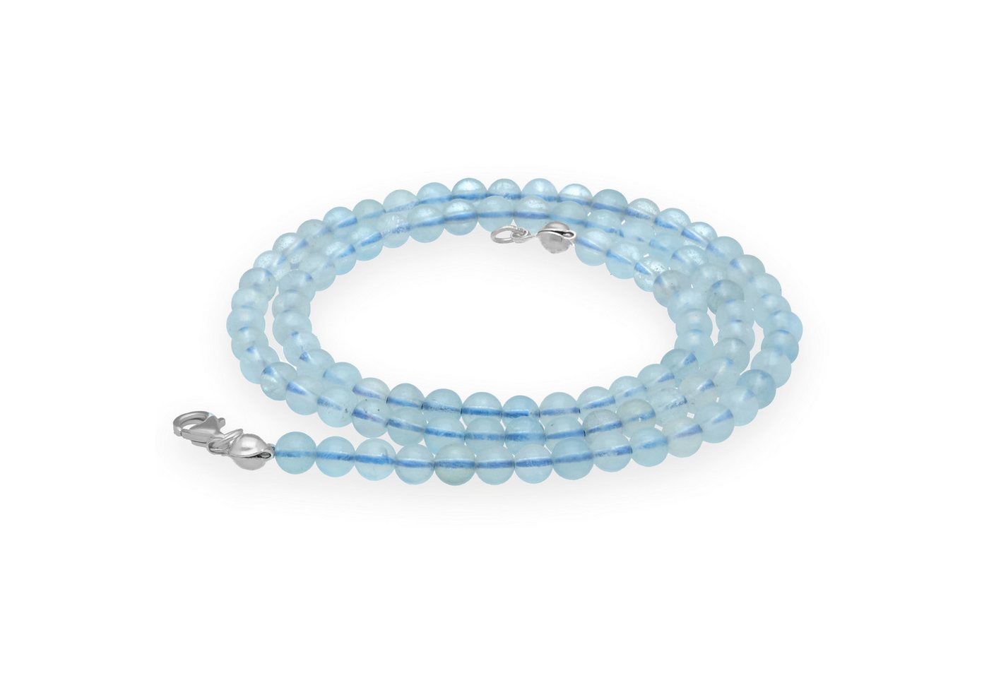 Lebensquelle Plus Kette ohne Anhänger Edelstein Kugelkette + 925 Silber Verschluss, Ø 4mm Kugeln 45cm lang von Lebensquelle Plus