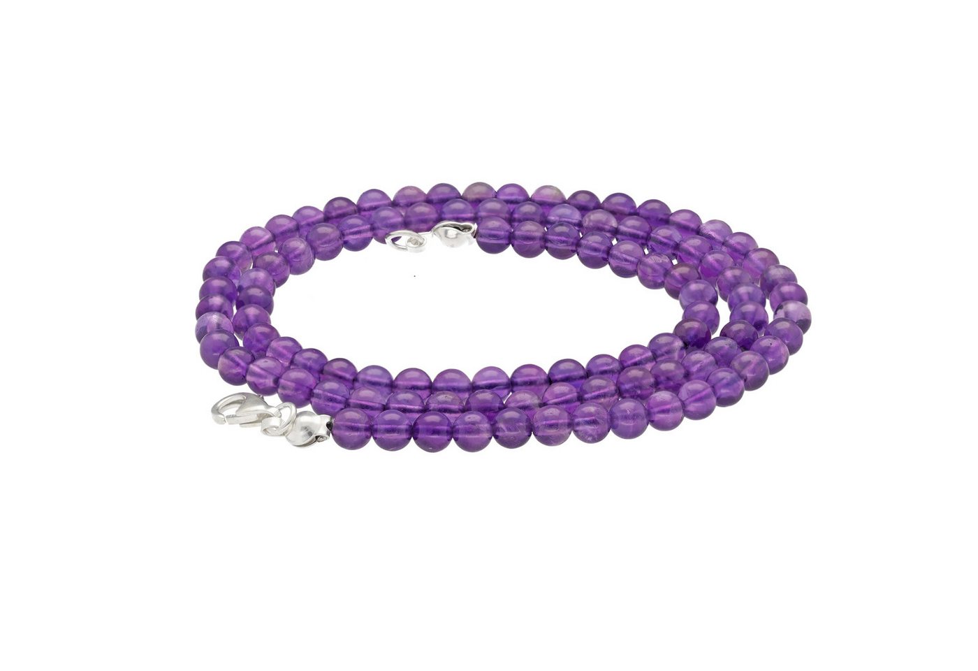 Lebensquelle Plus Kette ohne Anhänger Edelstein Kugelkette + 925 Silber Verschluss, Ø 4mm Kugeln 45cm lang von Lebensquelle Plus