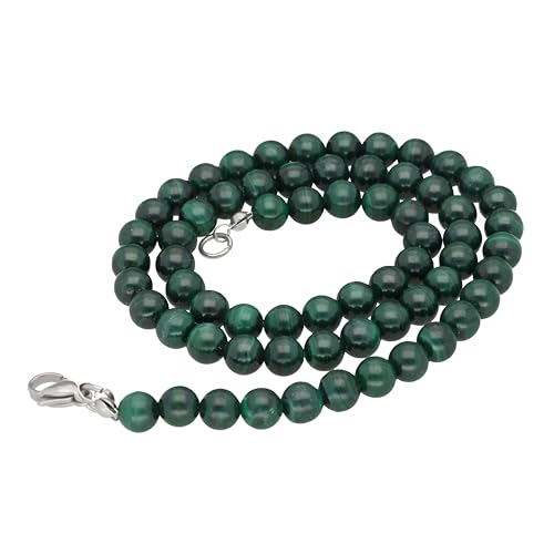 Lebensquelle Plus Malachit Kugelkette | Ø 6mm Kugeln mit Karabinerverschluss 45 cm lang | Hochwertige Malachit Edelsteine Kette von Lebensquelle Plus