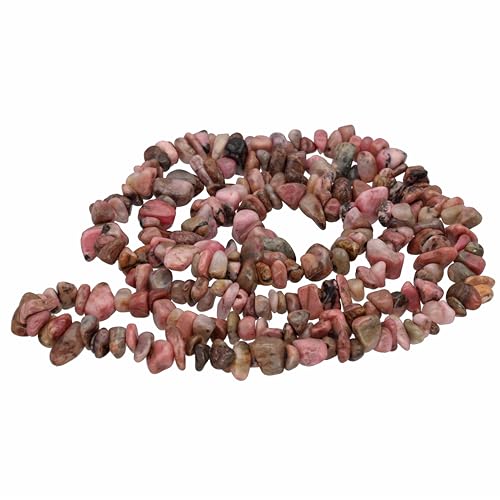 Lebensquelle Plus Splitterkette | Endlos ohne Verschluss | 80-90 cm lang | Edelstein Splitter Kette (Rhodonit) von Lebensquelle Plus