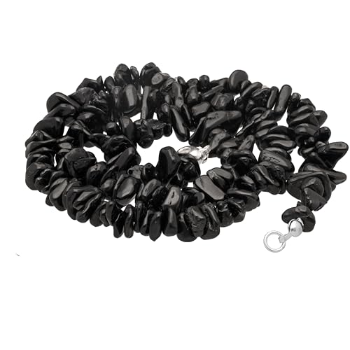 Lebensquelle Plus Edelstein Splitterkette mit Verschluss | 45 cm lang + Krabinerverschluss | Heilstein Splitter Halskette | Handgefertigt und natürlich hergestellt (Turmalin, schwarz (Schörl)) von Lebensquelle Plus