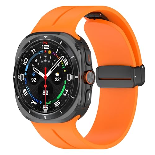 Kompatibel mit Samsung Galaxy Watch 7 Ultra Band 47mm Silikon Sport Armband Ersatzarmband Uhrarmband für Samsung Galaxy Watch 7 Ultra Damen Herren Armbänder Smartwatch Zubehör(Orange) von Lebensstyle